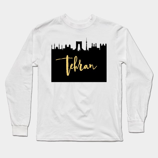 TEHRAN IRAN DESIGNER SILHOUETTE SKYLINE ART Long Sleeve T-Shirt by deificusArt